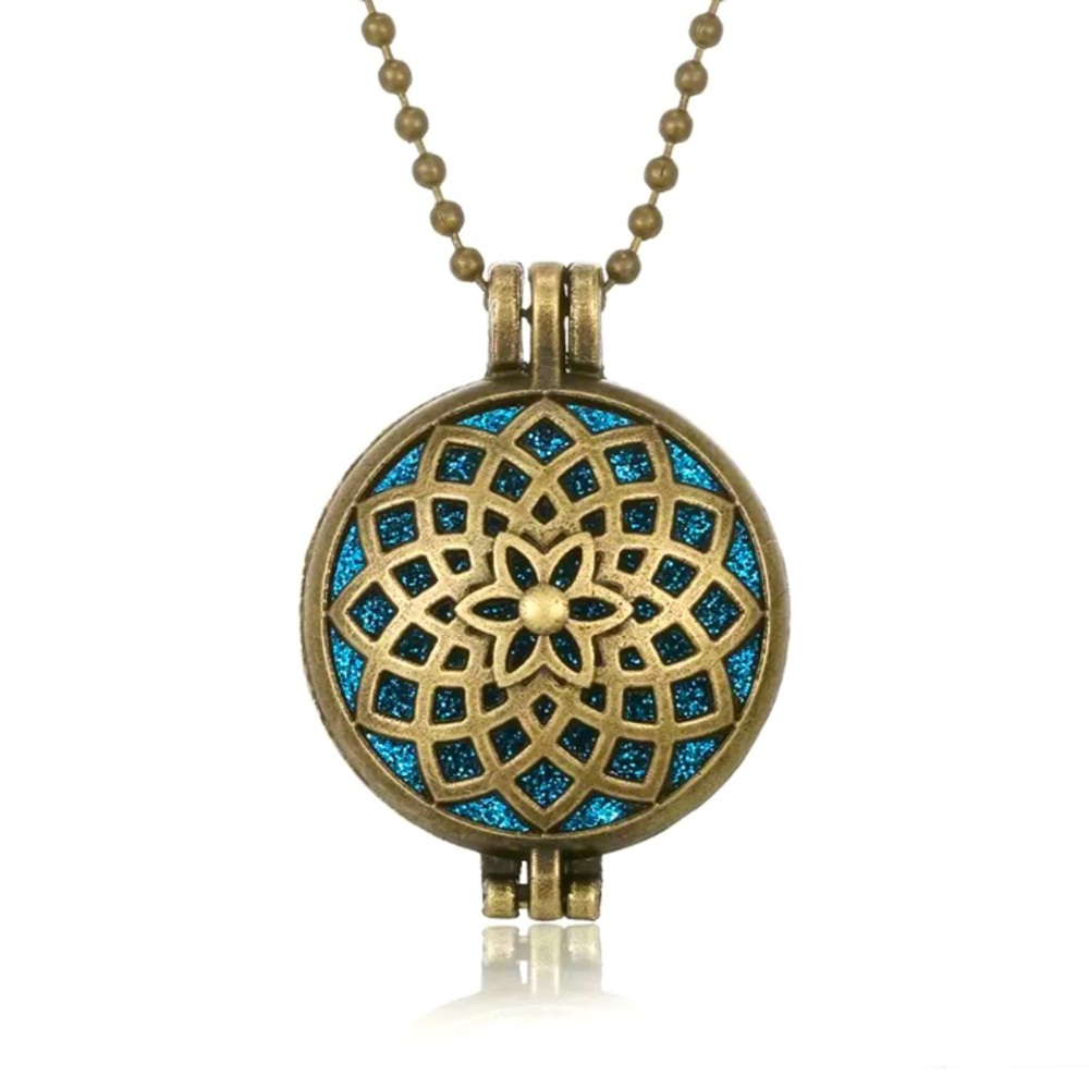 New Zinc Alloy Mandala Vintage Aromatherapy Diffuser Pendant Locket  Necklace